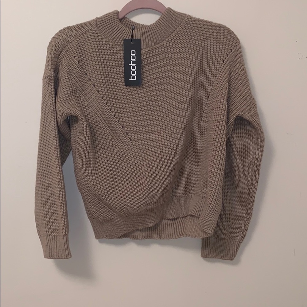 NWT bohoo tan mock neck sweater